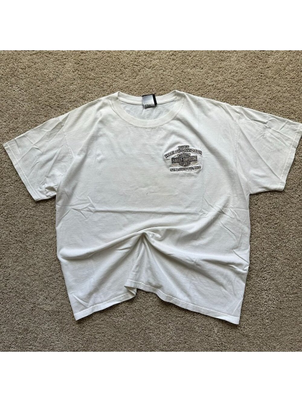 Vintage Y2K Harley St. Louis Missouri T-Shirt White XL Embroidered Biker Moto HD